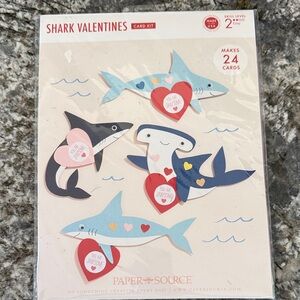 Paper Source Shark Valentines Card Kit with Blue and Pink Accents